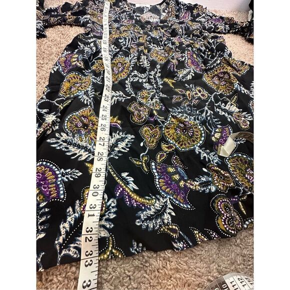 BA&SH Women's M Volver Elbow Sleeve Mini Dress Black Paisley Boho Western Flowy - Picture 11 of 12